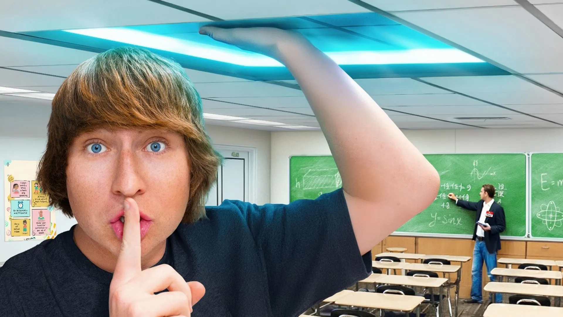 thumbnail - S1:E14 Building a Secret Gaming Room in School!