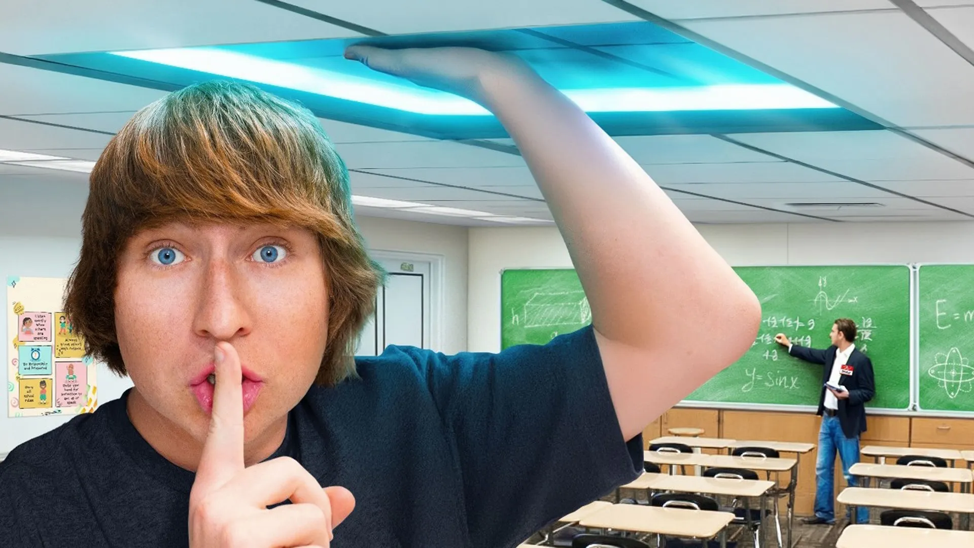 thumbnail - S1:E14 Building a Secret Gaming Room in School!