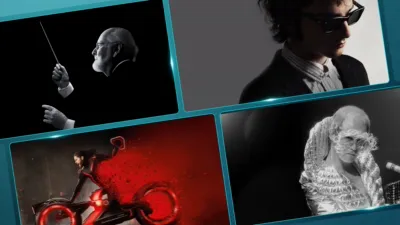 Tiles featuring GRAMMY nominated titles from Disney+ and Hulu including: Music by John Williams, A Complete Unknown, Tron: Ares, and Elton John: Never Too Late.