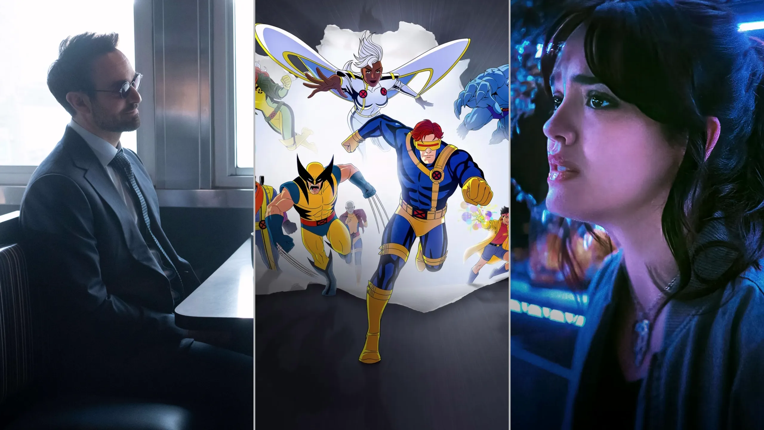 Images from Daredevil: Born Again, X-Men '97 and Goosebumps: The Vanishing which feature in this Watch Guide.