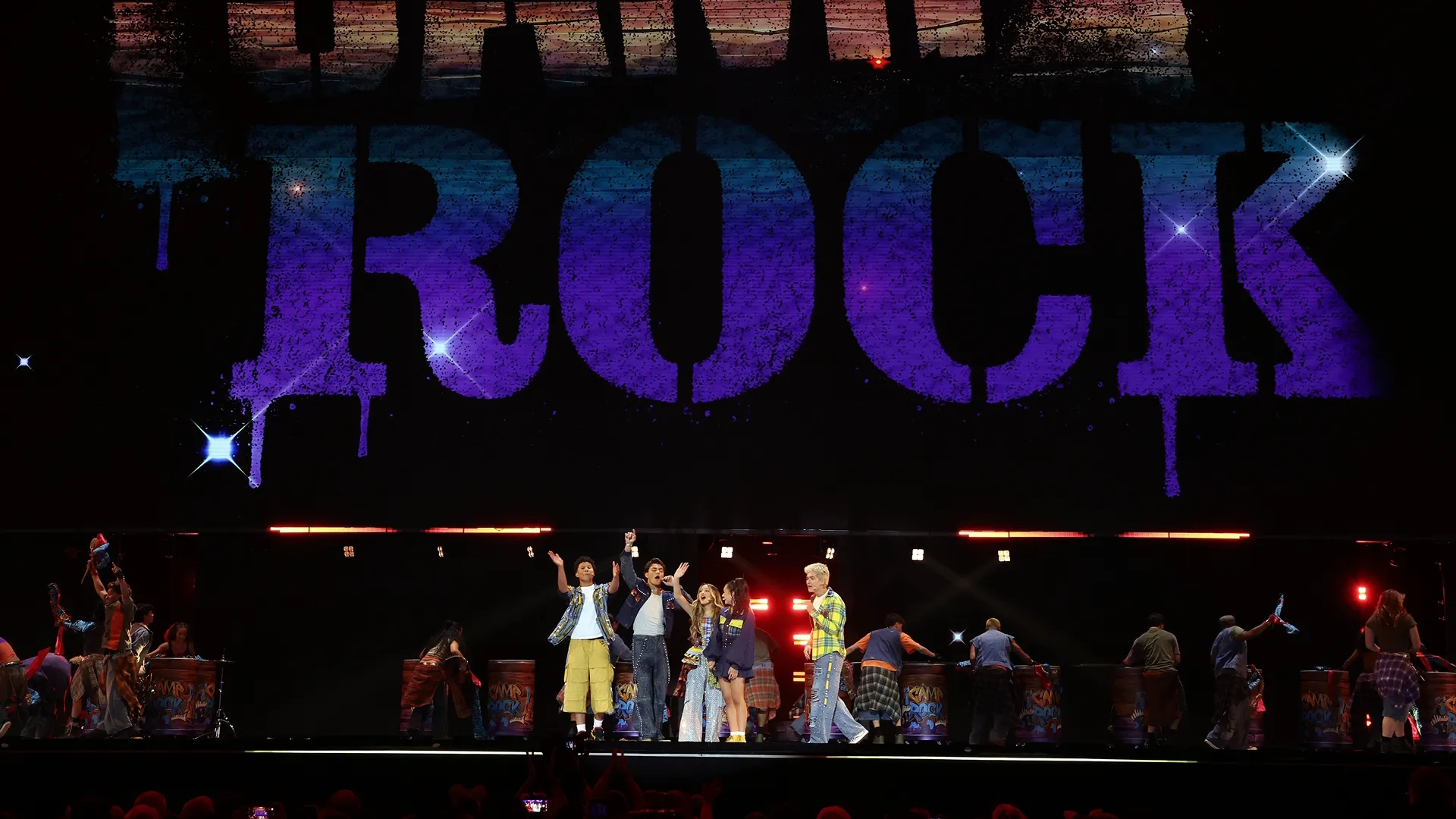 The cast of Camp Rock 3 on stage at D23: The Ultimate Disney Fan Event 2026