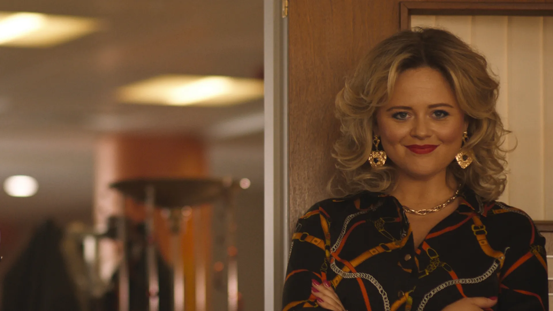This image features actress Emily Atack, known for her role as Sarah Stratton in the Disney+ series Rivals.