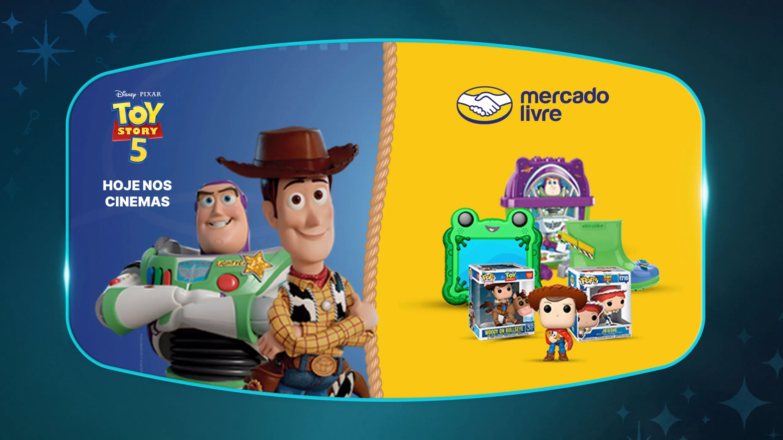 Imagem de divulgação da promoção do Mercado Livre e Toy Story 5