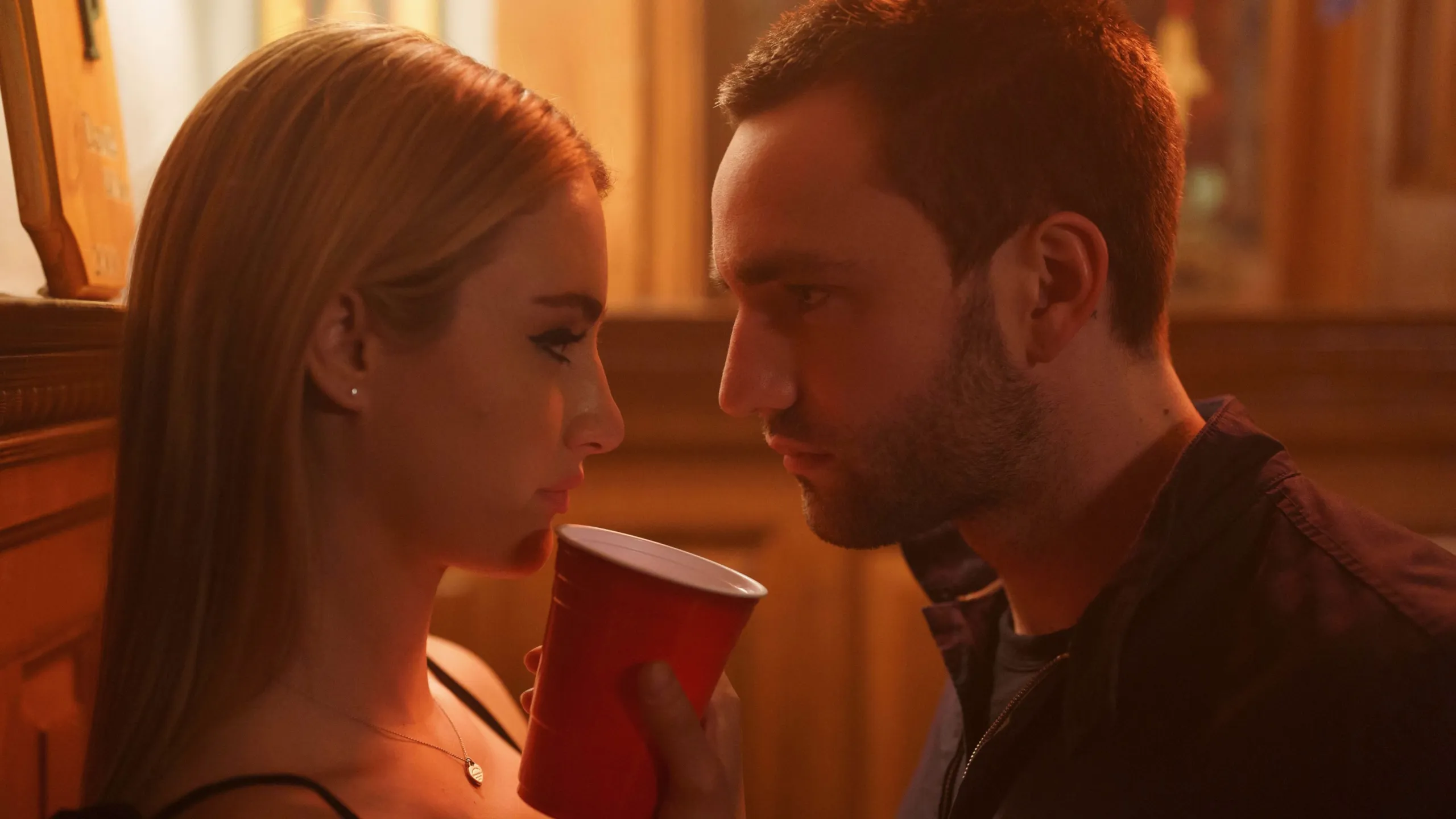 Stephen and Lucy have an intense conversation at party in Tell Me Lies, Season 1, Episode 1