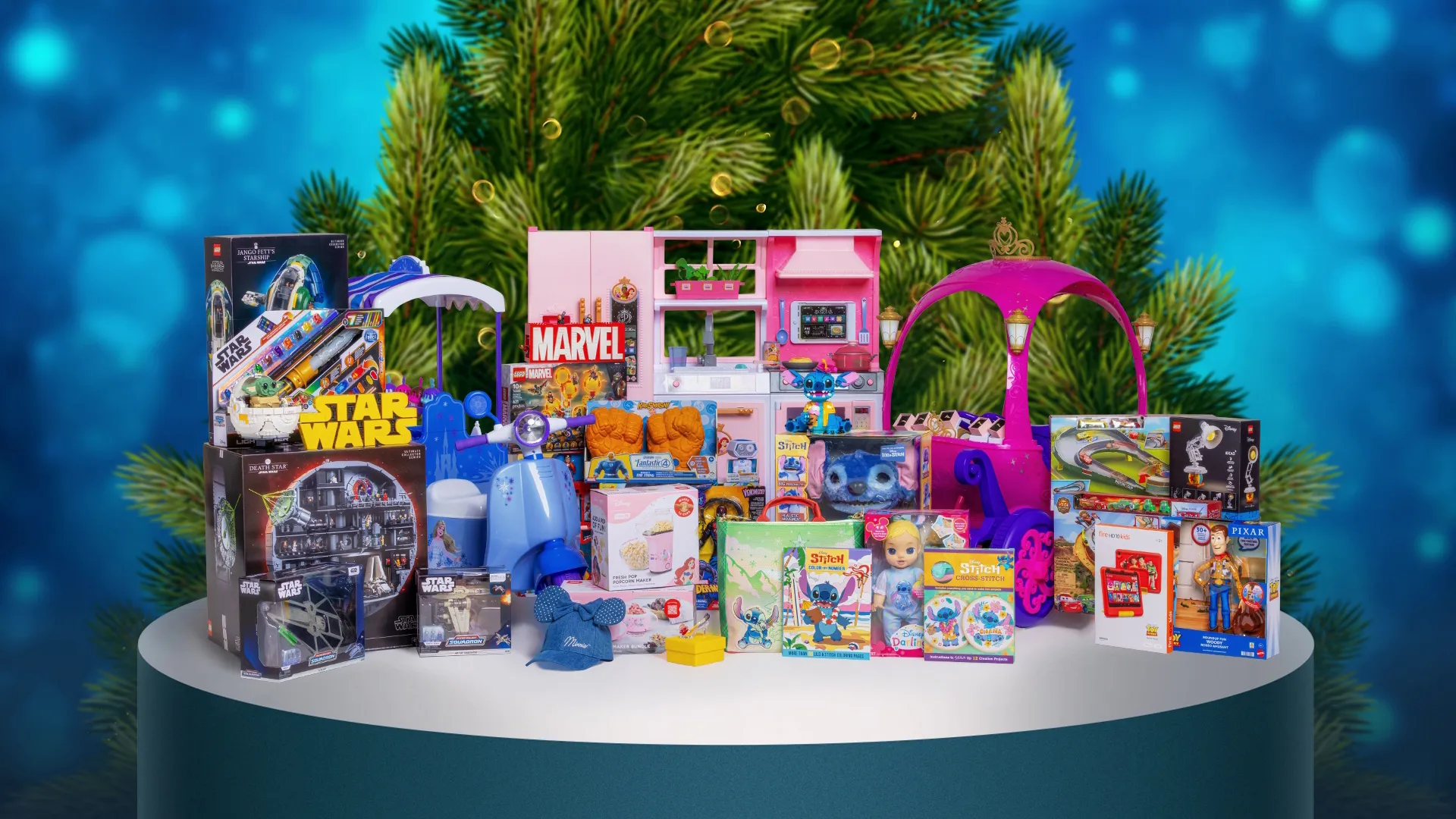 Large selection of prizes available from the Unleash The Holidays Sweepstakes. Disney, Pixar, Marvel, & Star Wars.