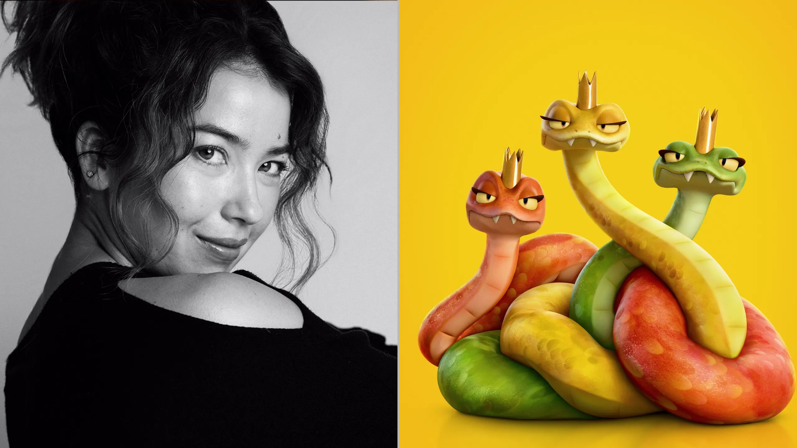 Imagem de Nichole Sakura, dubladora original das Rainhas Répteis em Cara de Um, Focinho de Outro, Pixar, Disney+