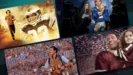 A collage of four different images featuring scenes from various football-related movies and shows, including dramatic character portraits, a press conference, a stadium crowd, and a smiling player holding a young girl.