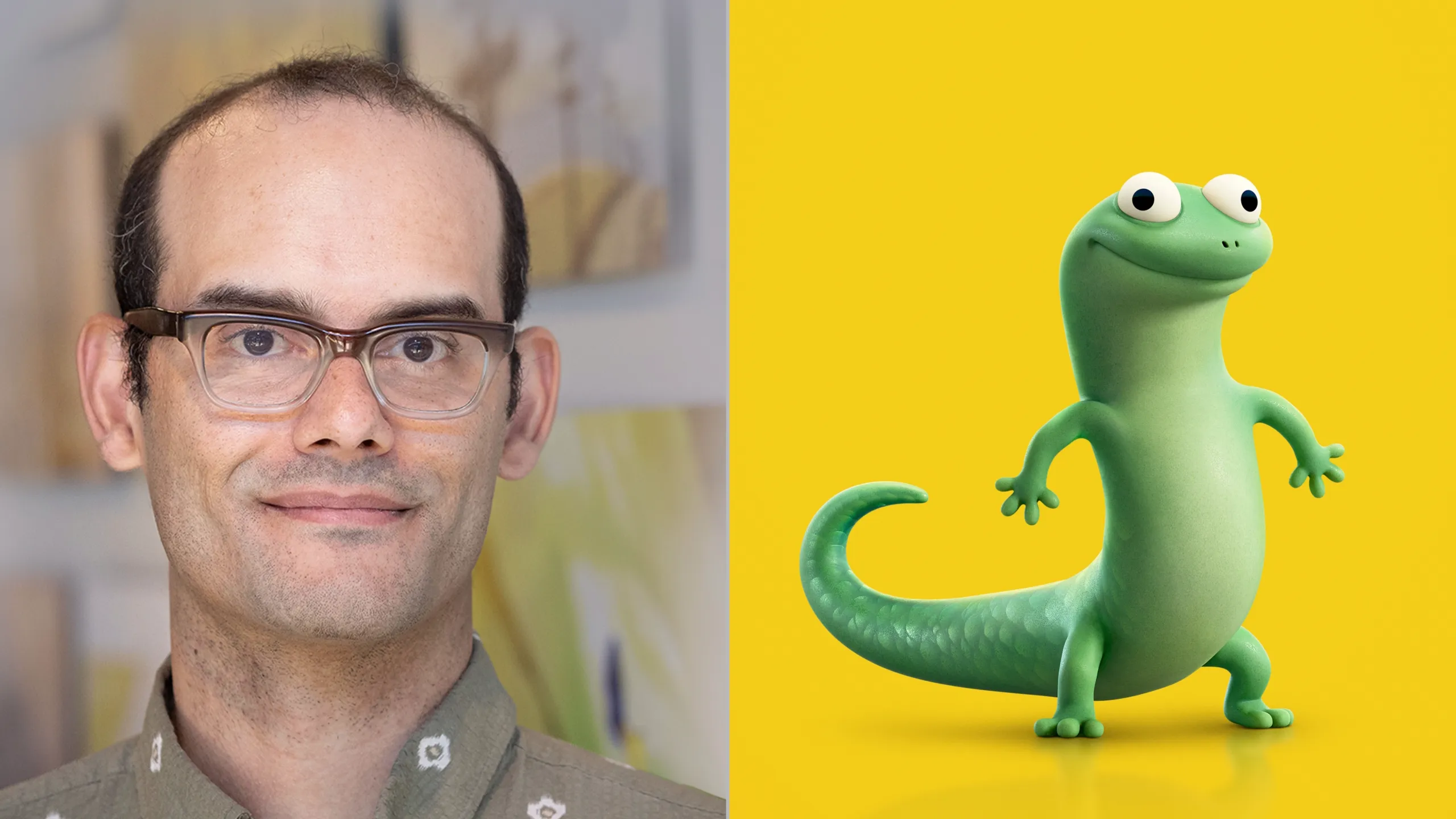 Imagem de Tom Law, dublador de Tom Lagarto em Cara de Um, Focinho de Outro, Disney+.