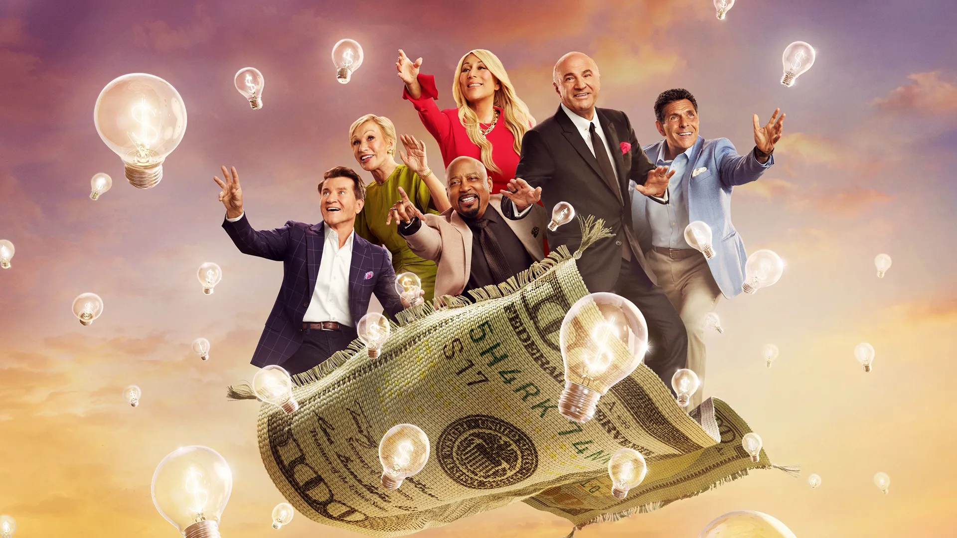 Barbara Corcoran, Robert Herjavec, Lori Greiner, Daymond John, Kevin O’Leary and Daniel Lubetzky in Shark Tank