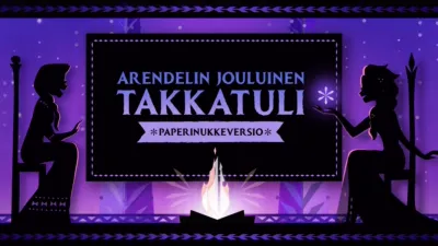 Arendelin jouluinen takkatuli: Paperinukkeversio