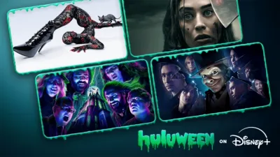Best Halloween Shows On Disney+ & Hulu For Halloween 2026 | Collage of images from featured shows including What We Do in the Shadows, American Horror Story, Castle Rock and Goosebumps.