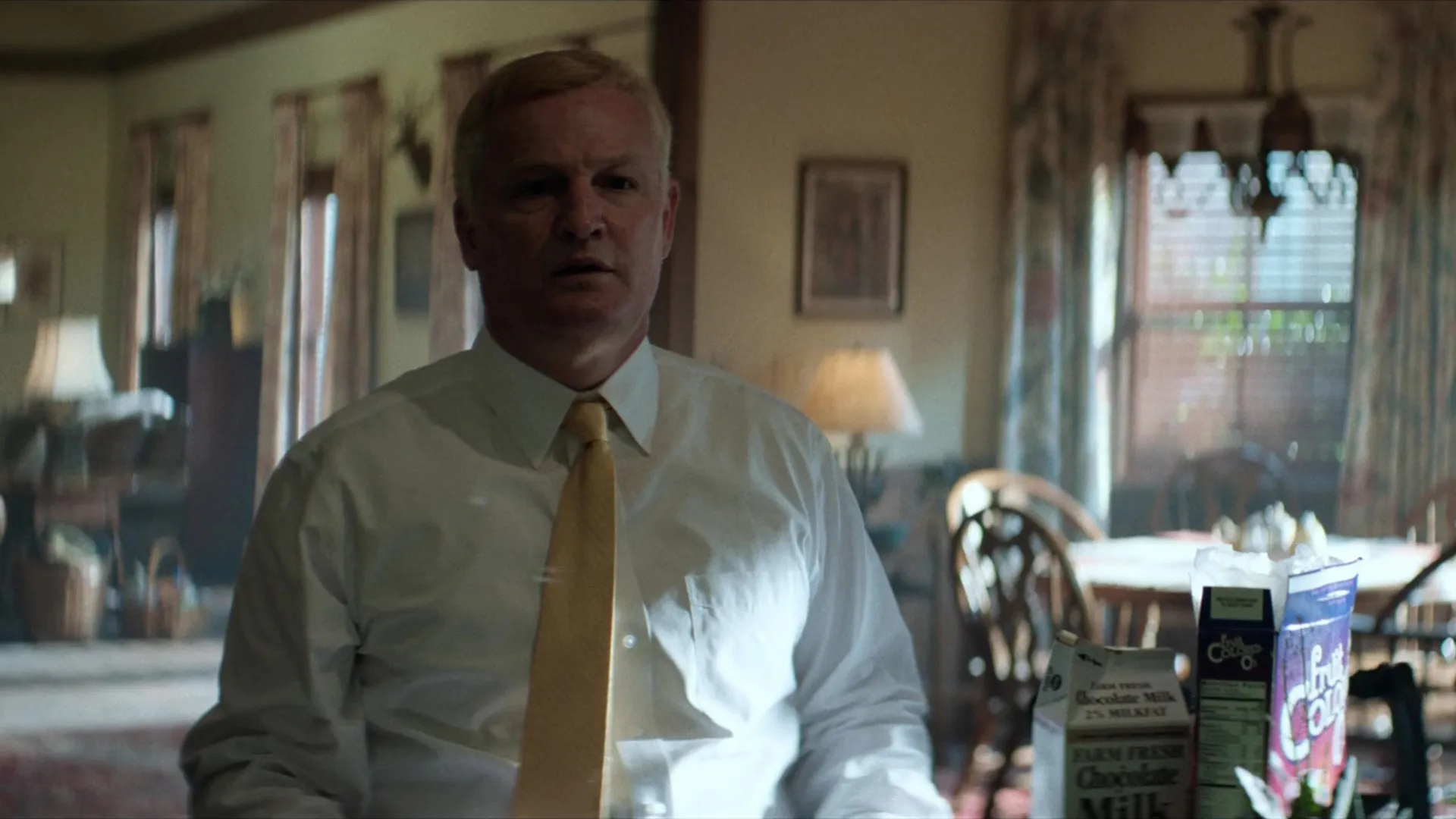 A closeup of Alex Murdaugh (Jason Clarke) in his home