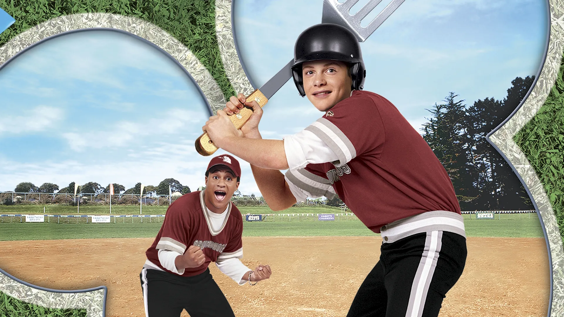 Eddie Ogden (Taylor Ball) prepares to swing a giant spatula like a baseball bat in poster art for Eddie’s Million Dollar Cook-Off.