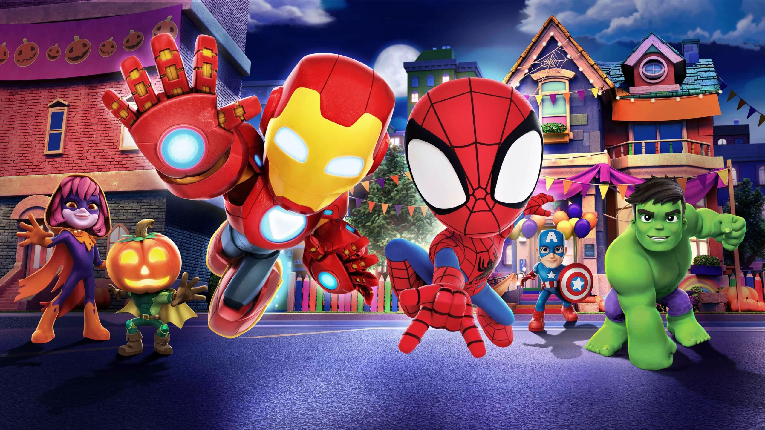 This image is promotional art for the upcoming special Marvel's Spidey and the Avengers: Halloween Team-Up! on Disney Jr. and Disney+.