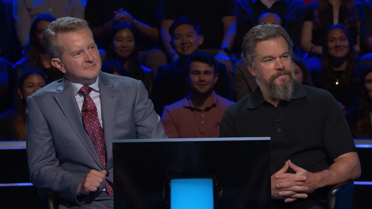 thumbnail - S4:E1 In the Hot Seat: Drew Carey & Aisha Tyler; Matt Damon & Ken Jennings