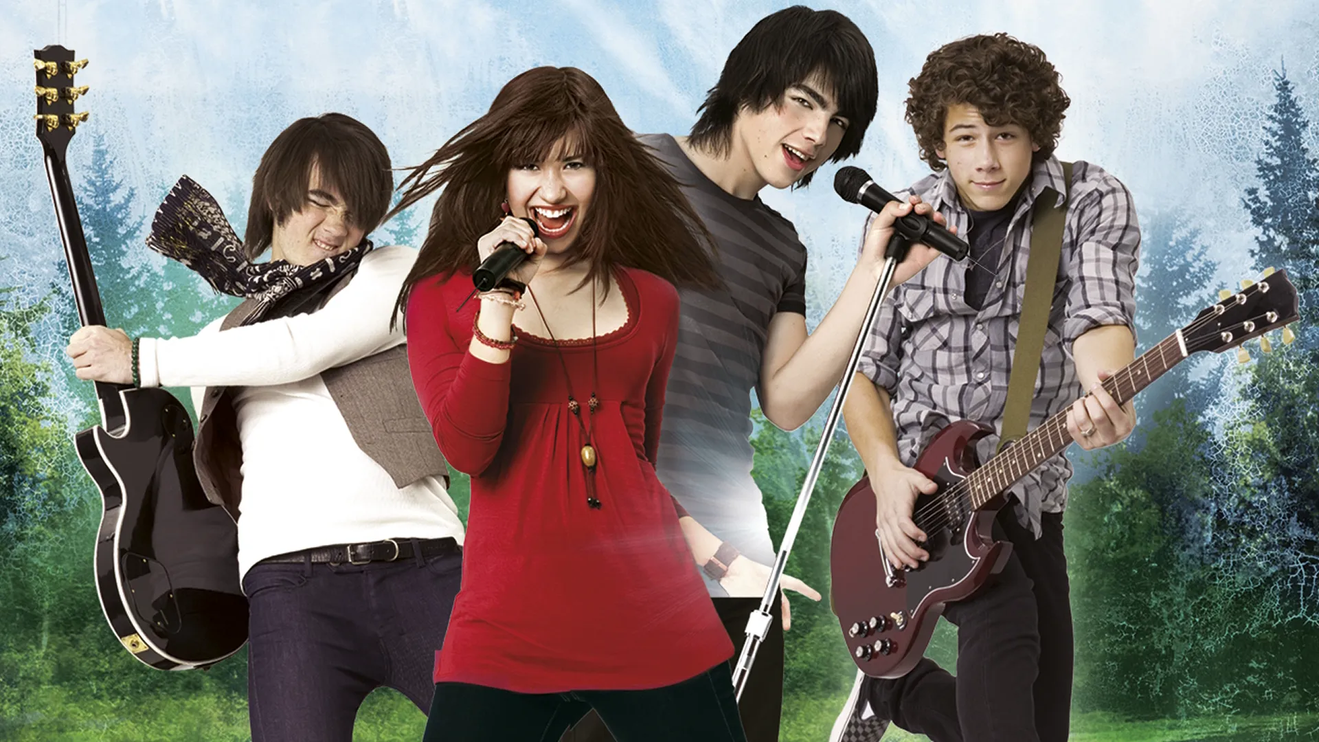 Mitchie Torres (Demi Lovato) e a banda Connect 3: Shane Gray (Joe Jonas), Nate (Nick Jonas) e Jason (Kevin Jonas).