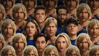 Key art for the second season of Chad Powers features the main cast surrounded by clones of Chad Powers.