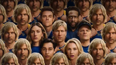 Key art for the second season of Chad Powers features the main cast surrounded by clones of Chad Powers.