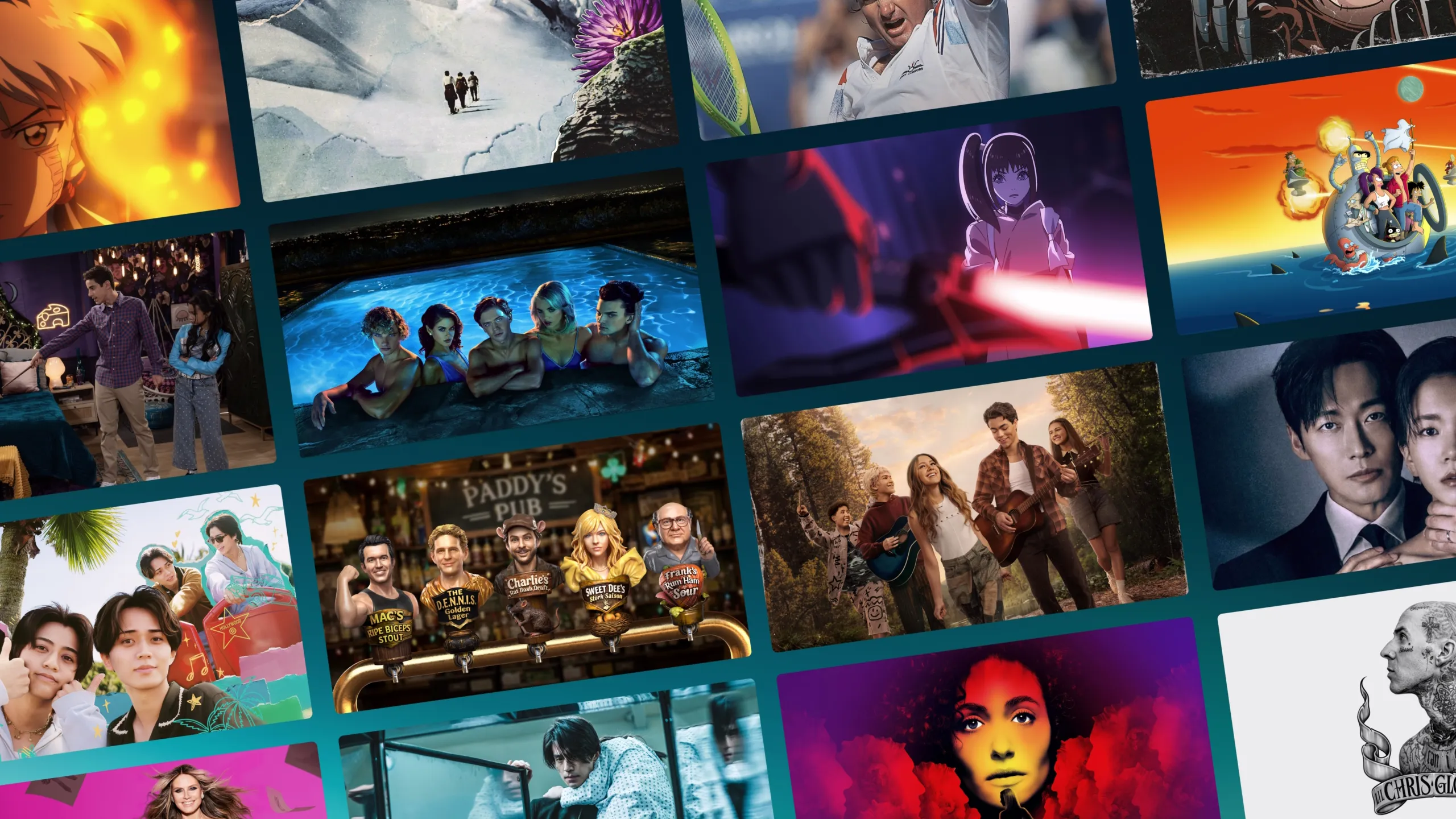 Esta imagem é uma colagem promocional que apresenta vários personagens e cenas de filmes e programas disponíveis no Disney+ em agosto de 2026.