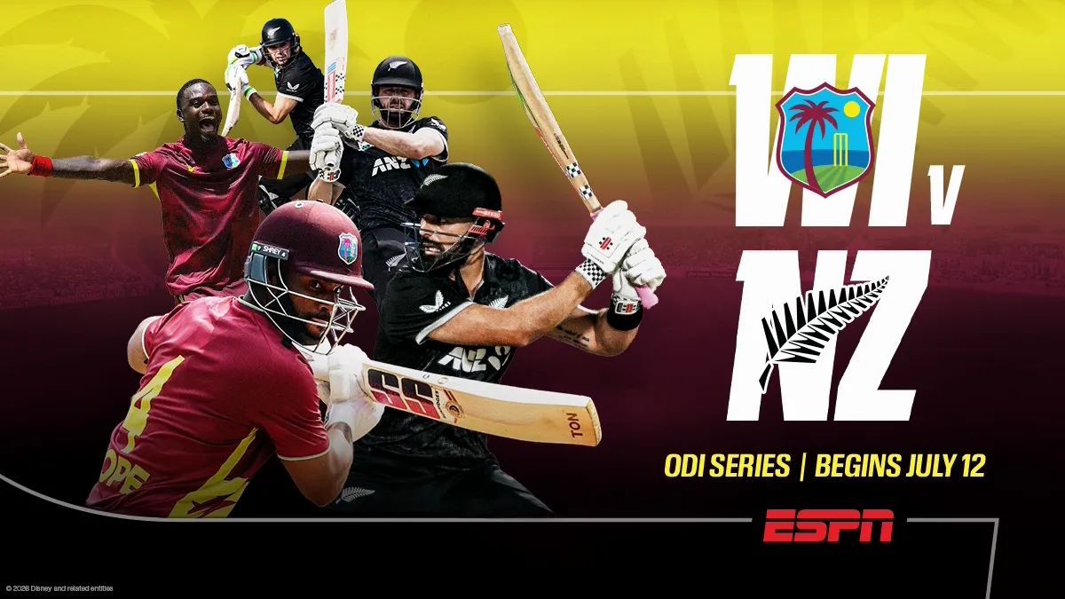 Promotional image of New Zealand’s Tour of The West Indies, ESPN on Disney+