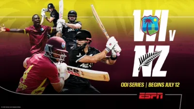 Promotional image of New Zealand’s Tour of The West Indies, ESPN on Disney+