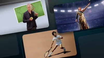 Grid showcasing some of the titles featured in the tennis watch guide on Disney+.