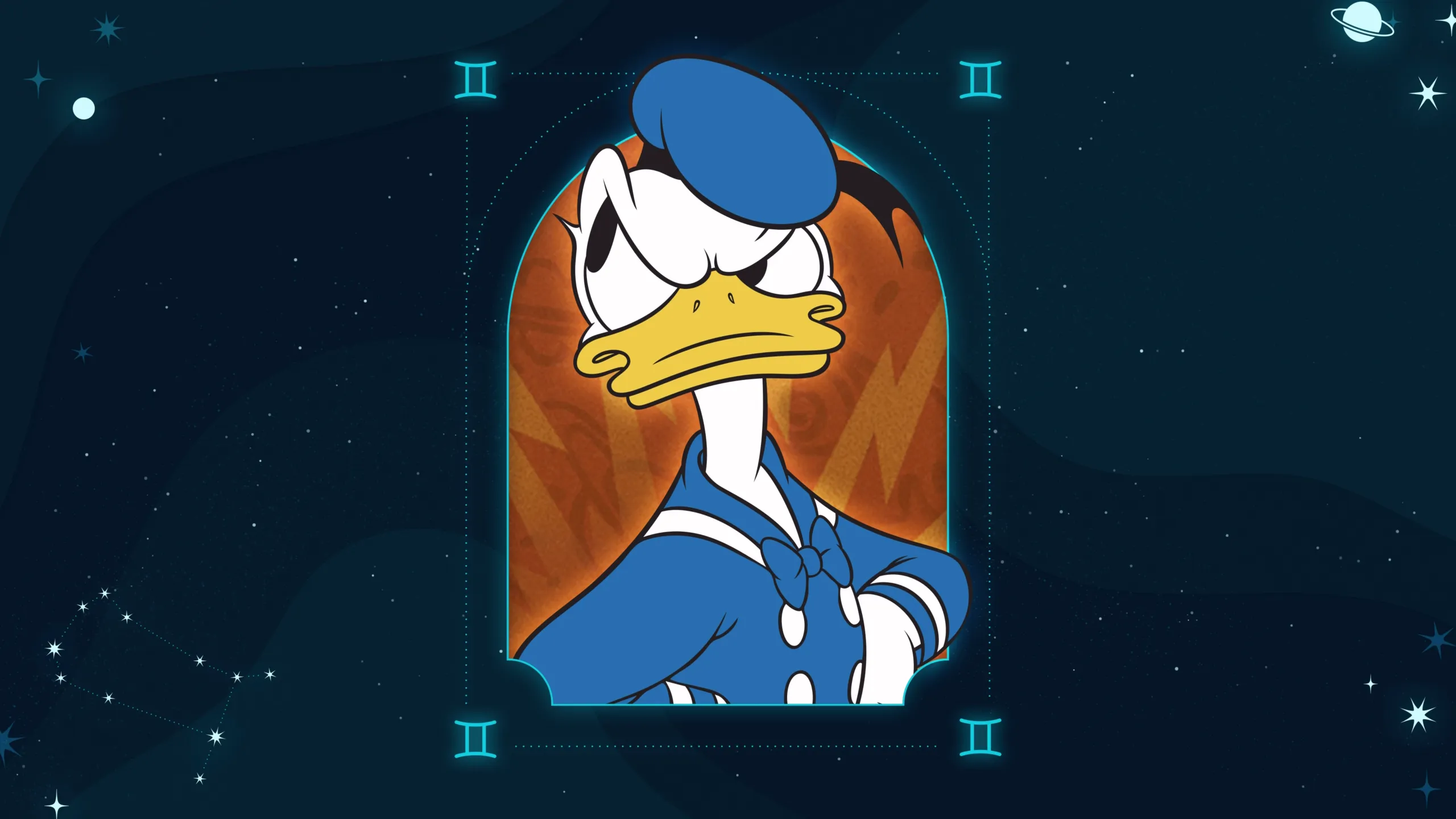  An image featuring Donald Duck associated with the Gemini zodiac sign based on their personality traits and characteristics.