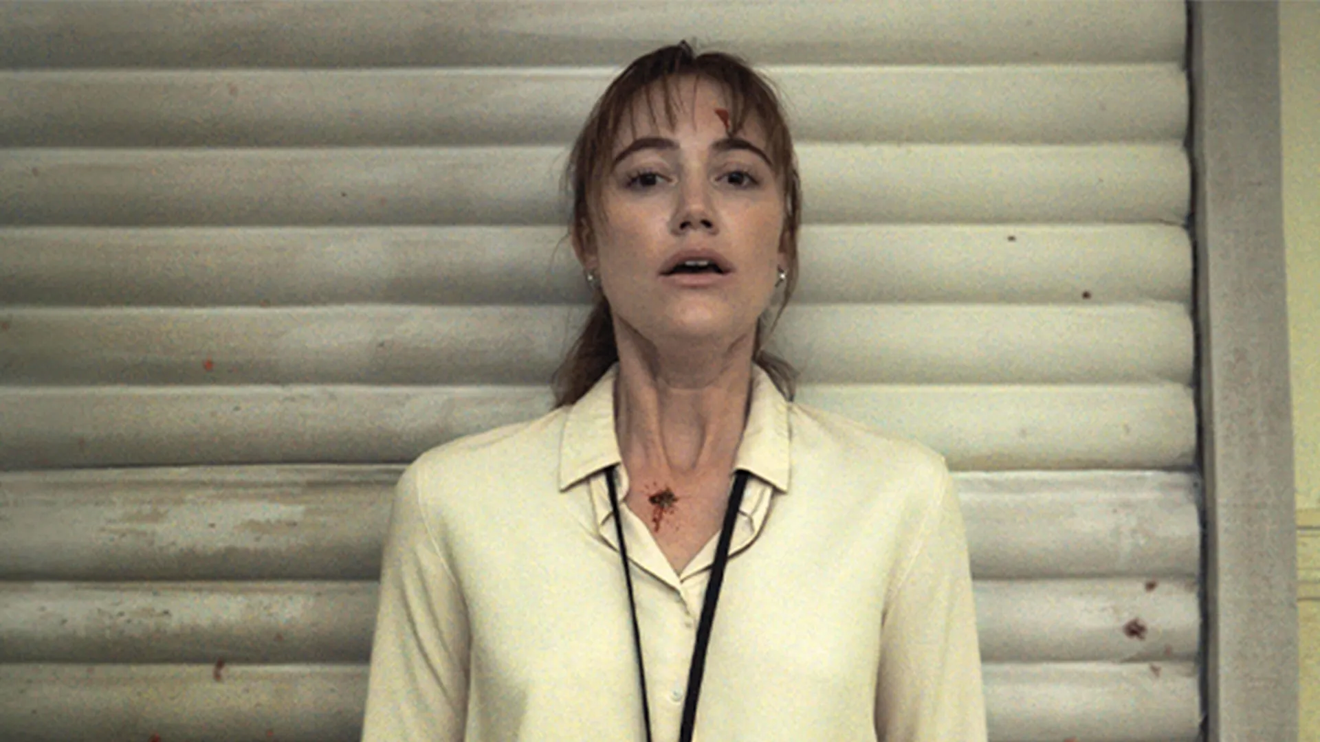 This image shows actress Maika Monroe as FBI Agent Lee Harker in the 2024 horror thriller film Longlegs.