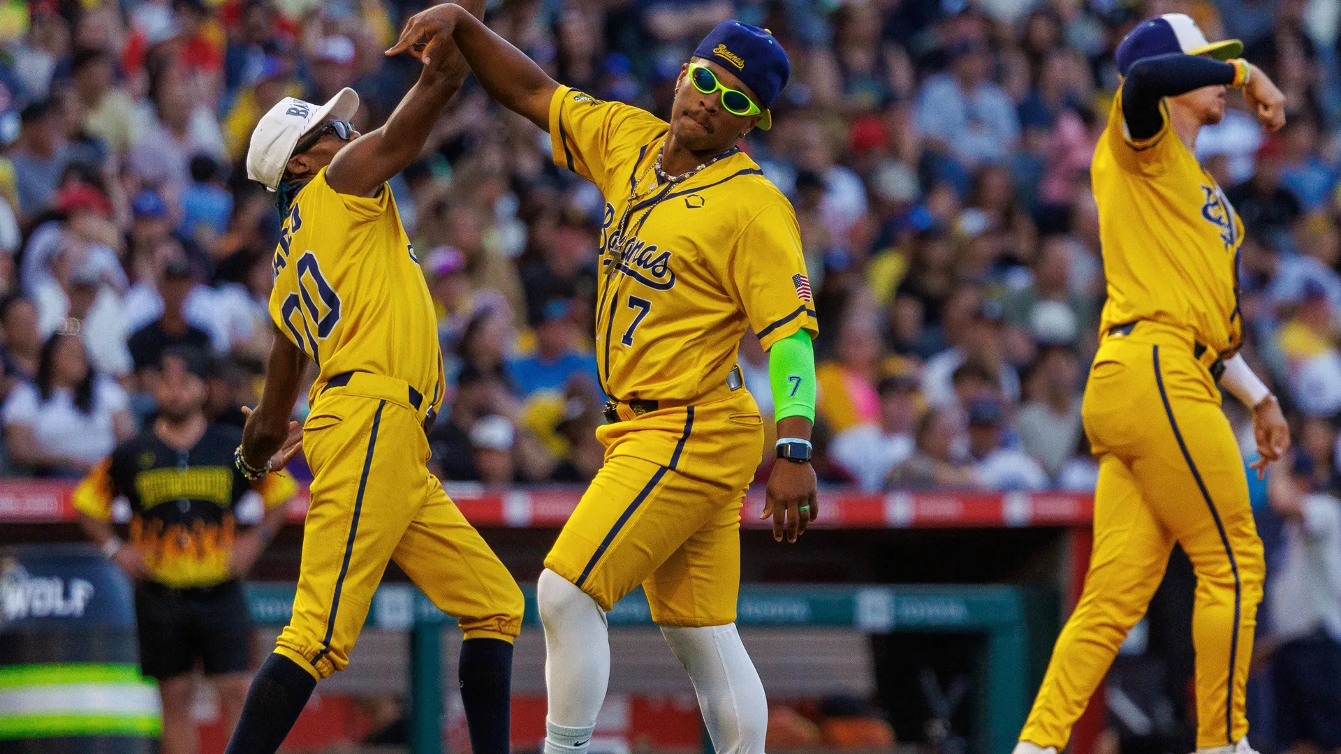 Ty Jackson high fiving a teammate.