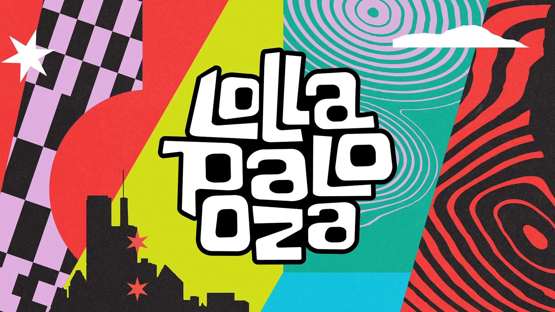 The image is promotional artwork for the Lollapalooza 2026 music festival.