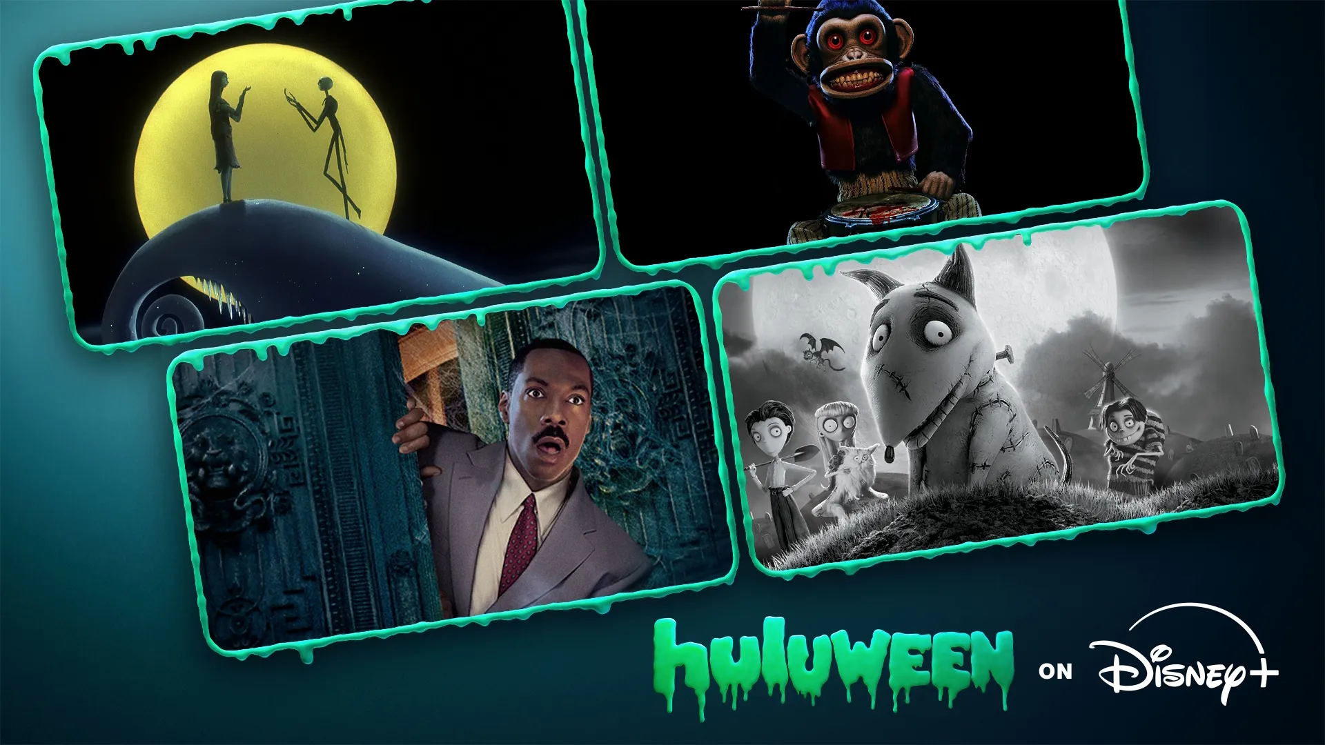 Halloween 2026 Movie Guide on Disney+ & Hulu | Collage of images from featured movies including Haunted Mansions and The Nightmare Before Christmas.
