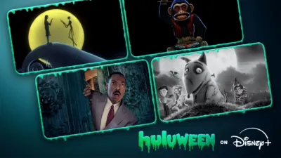 Halloween 2026 Movie Guide on Disney+ & Hulu | Collage of images from featured movies including Haunted Mansions and The Nightmare Before Christmas.
