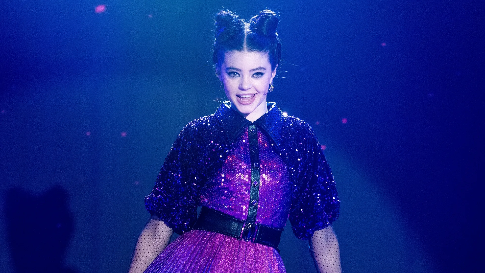 Kenzi Richardson as Vee in the live-action Disney series Vampirina: Teenage Vampire.