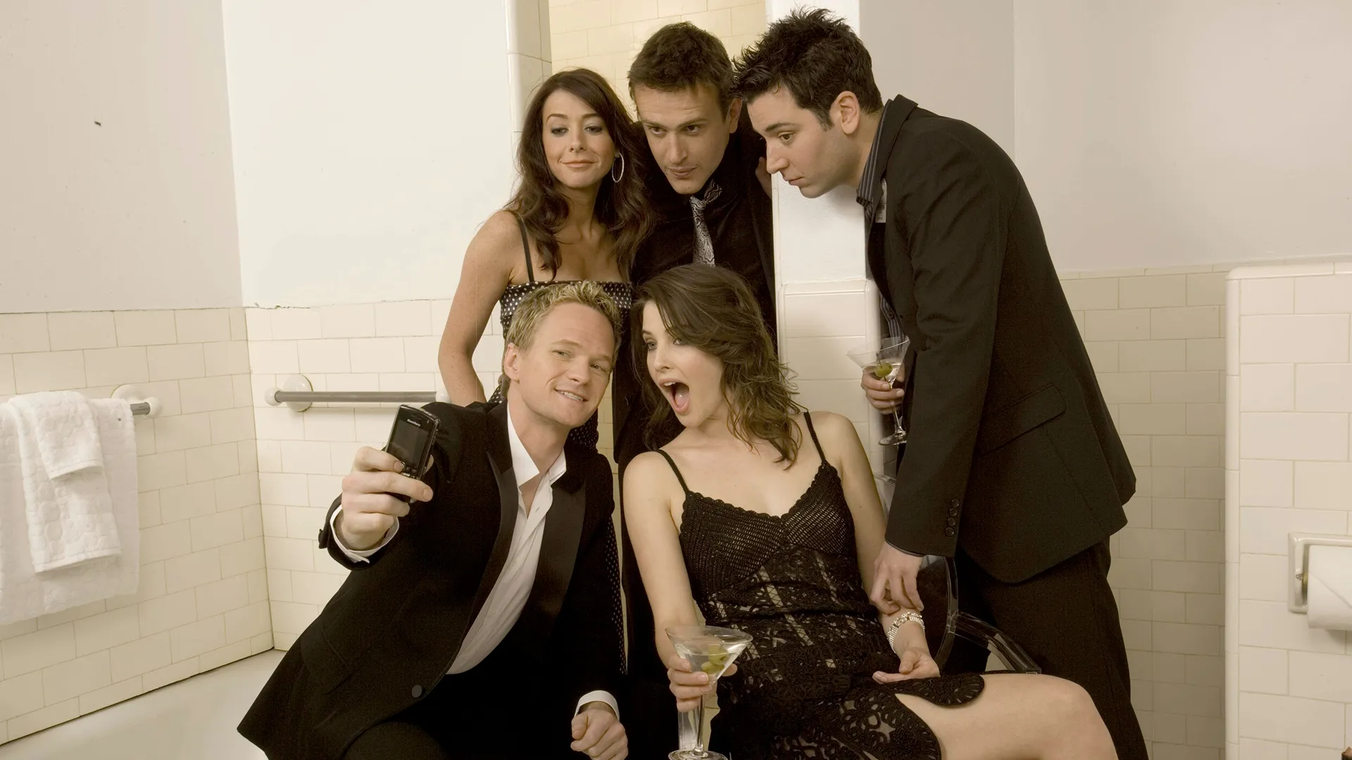 Josh Radnor as Ted Mosby, Jason Segel as Marshall Eriksen, Alyson Hannigan as Lily Aldrin, Cobie Smulders as Robin Scherbatsky, and Neil Patrick Harris as Barney Stinson in How I Met Your Mother
