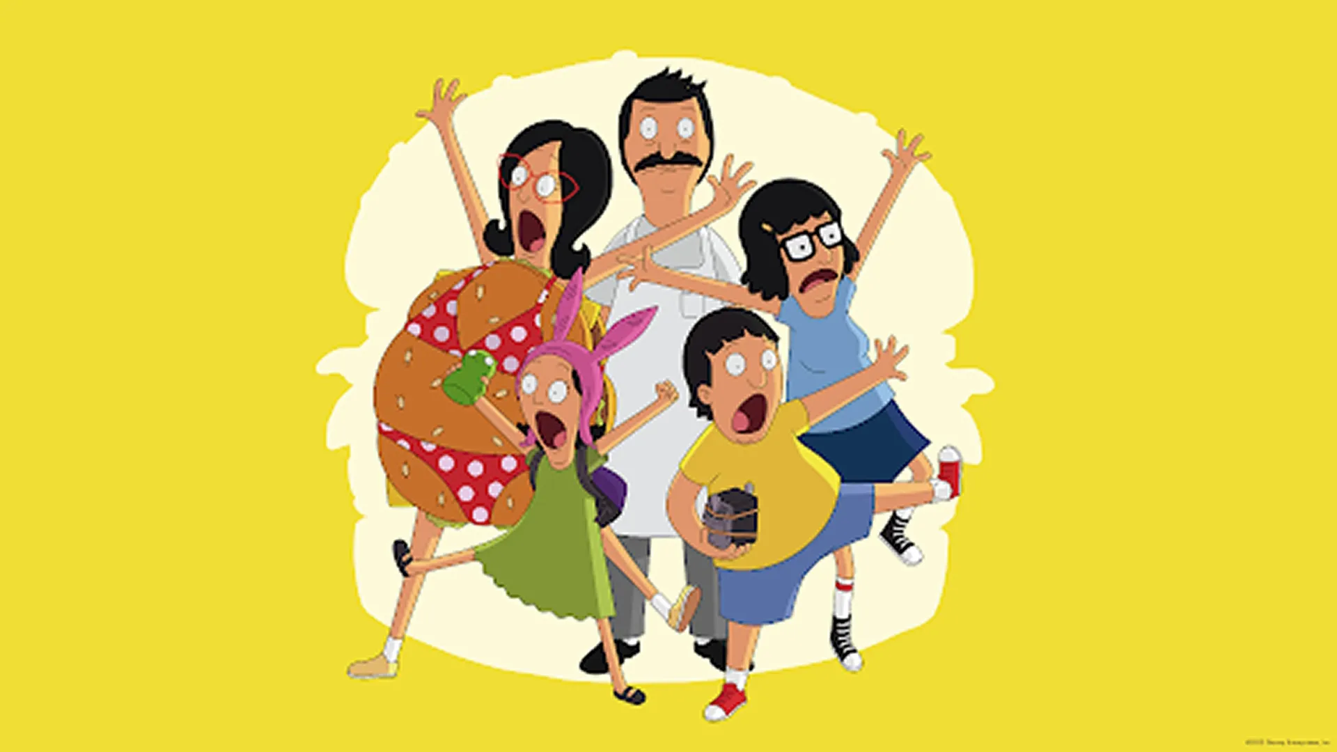 The selected region displays the Belcher family—Bob, Linda, Tina, Gene, and Louise—dancing and posing in promotional artwork for The Bob's Burgers Movie.
