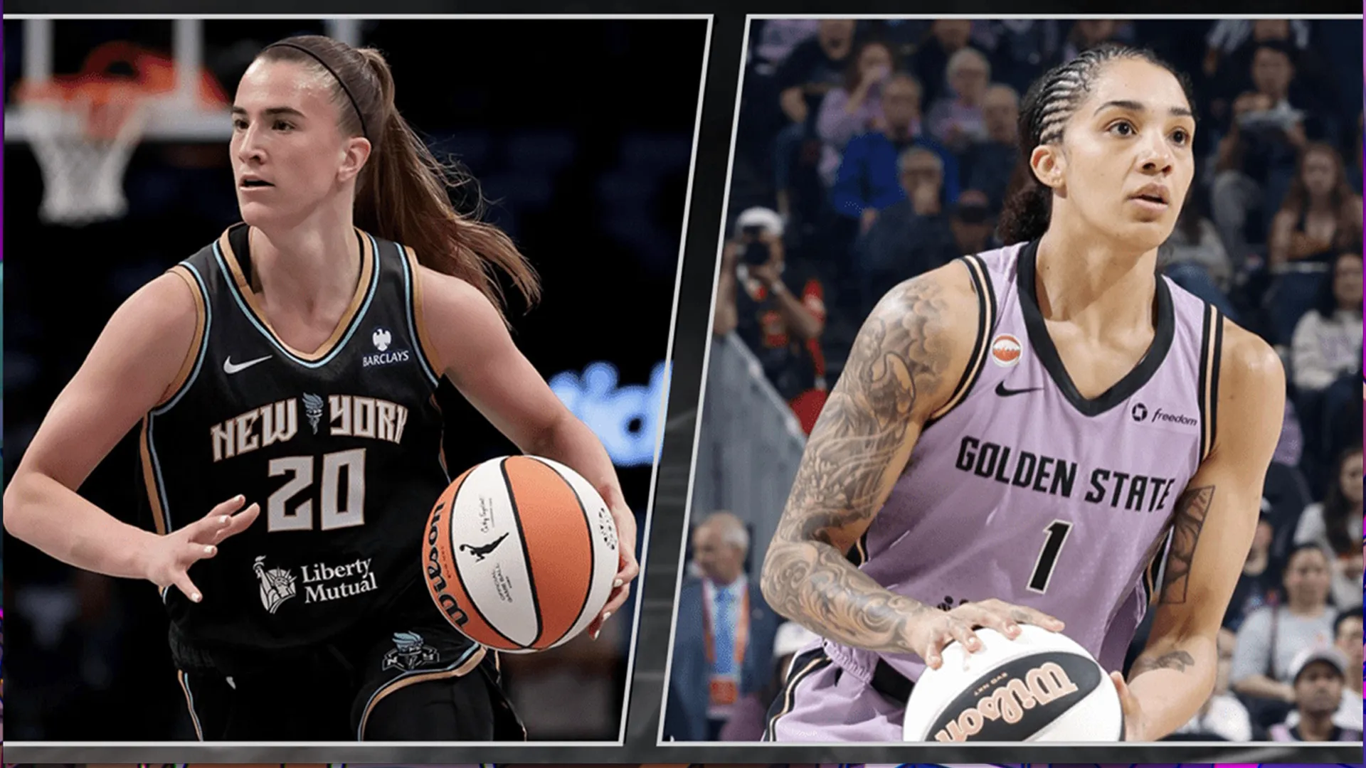 Sabrina Ionescu (left) who plays for the New York Liberty and Gabby Williams (right) who plays for the Golden State Valkyries.