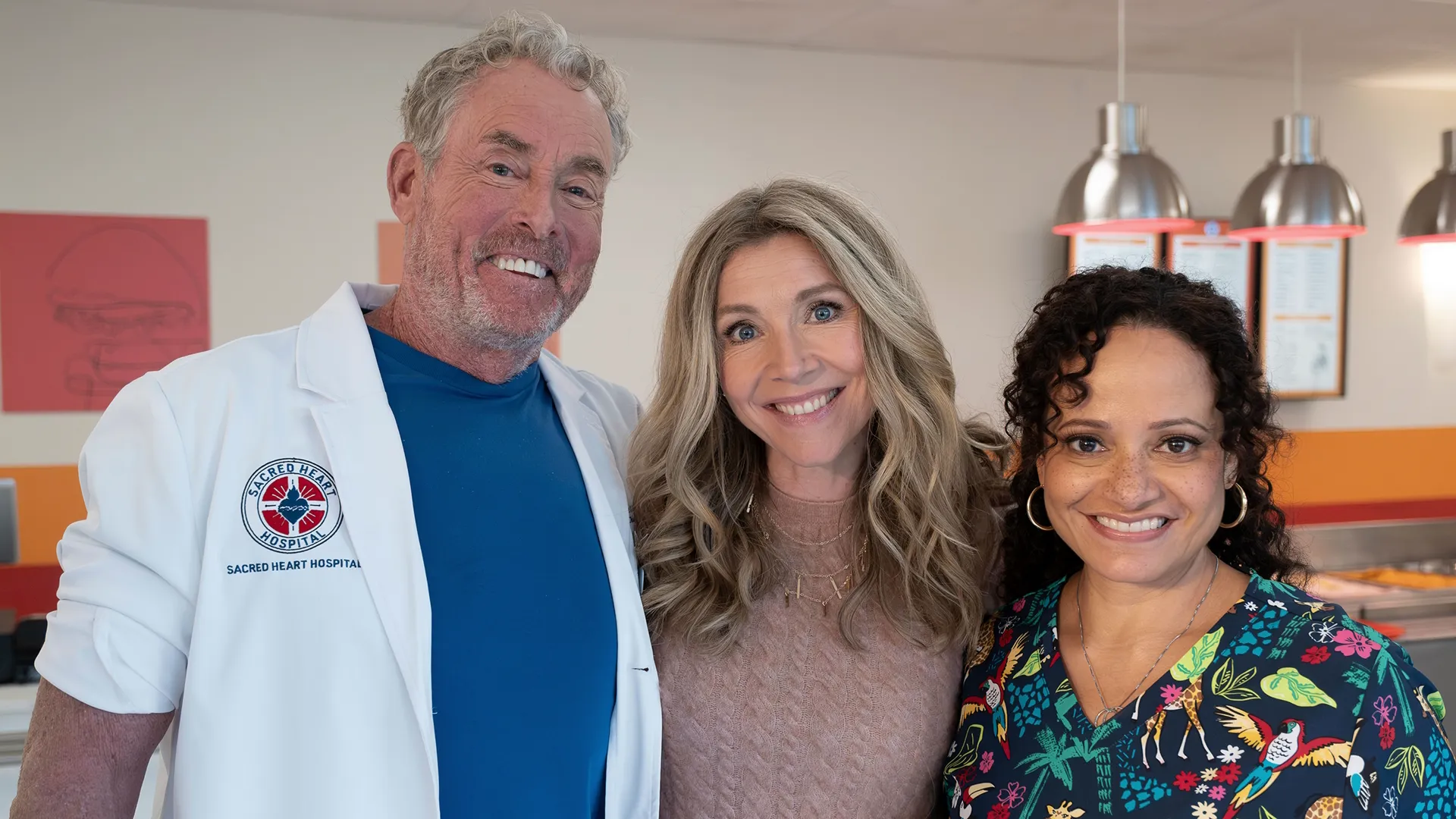 Scrubs Season 1 BTS Image 6 | John C McGinley, Sarah Chalke, and Judy Reyes