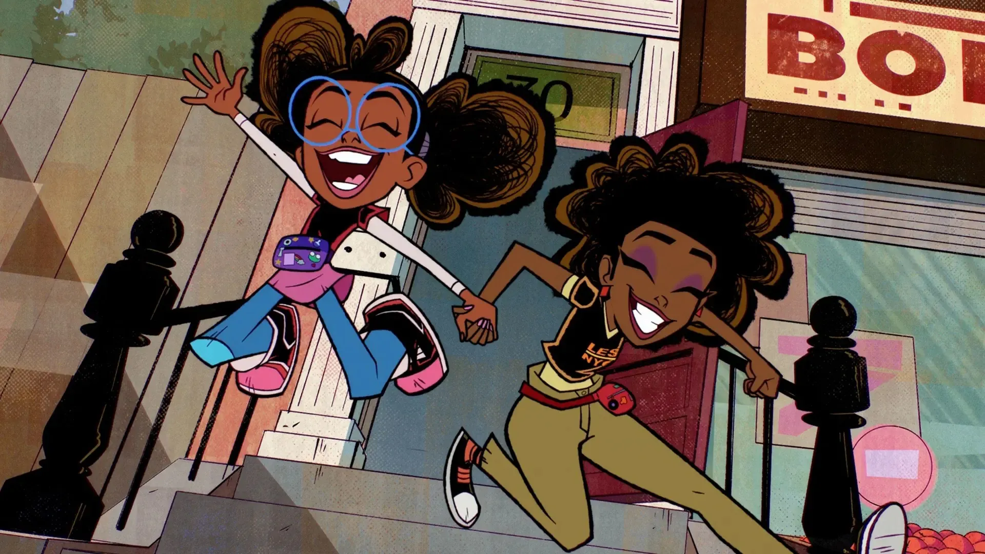 Lunella Lafayette (Moon Girl) and her best friend Casey Calderon from Marvel's Moon Girl and Devil Dinosaur.