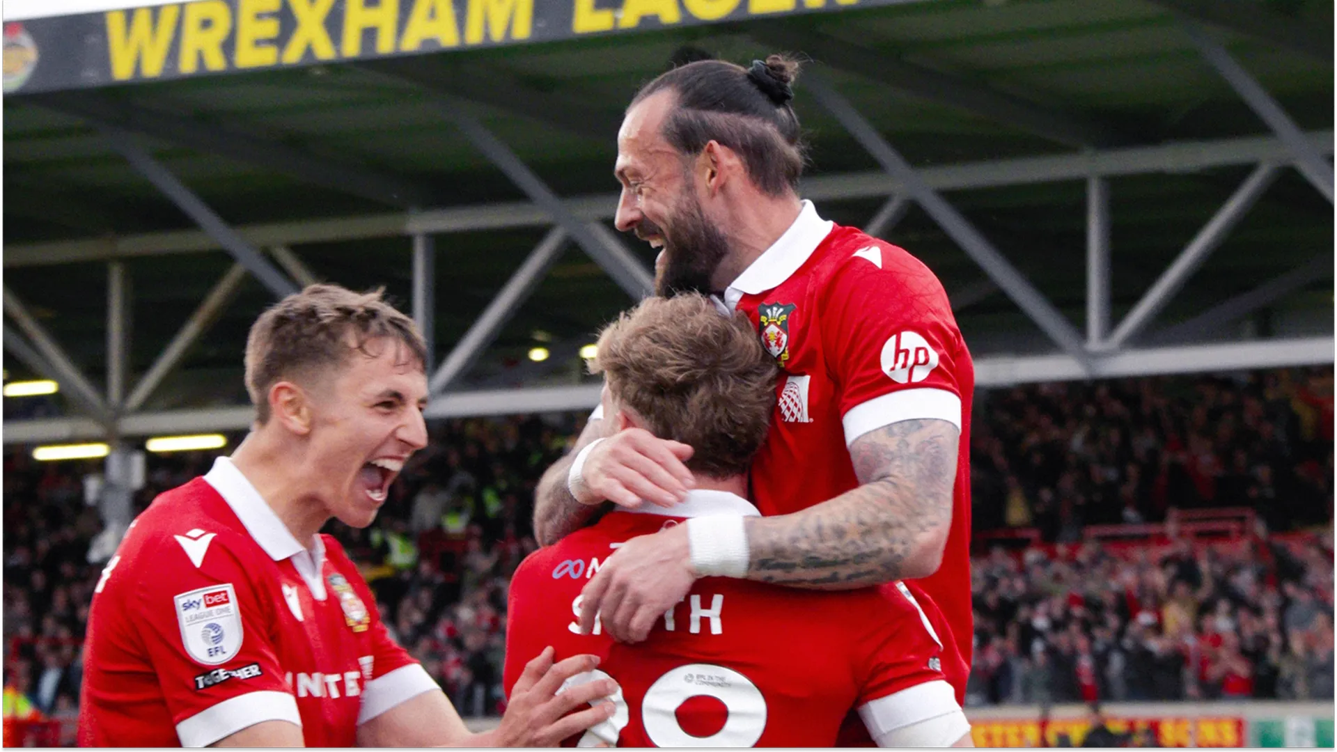 Wrexham AFC players celebrate a win