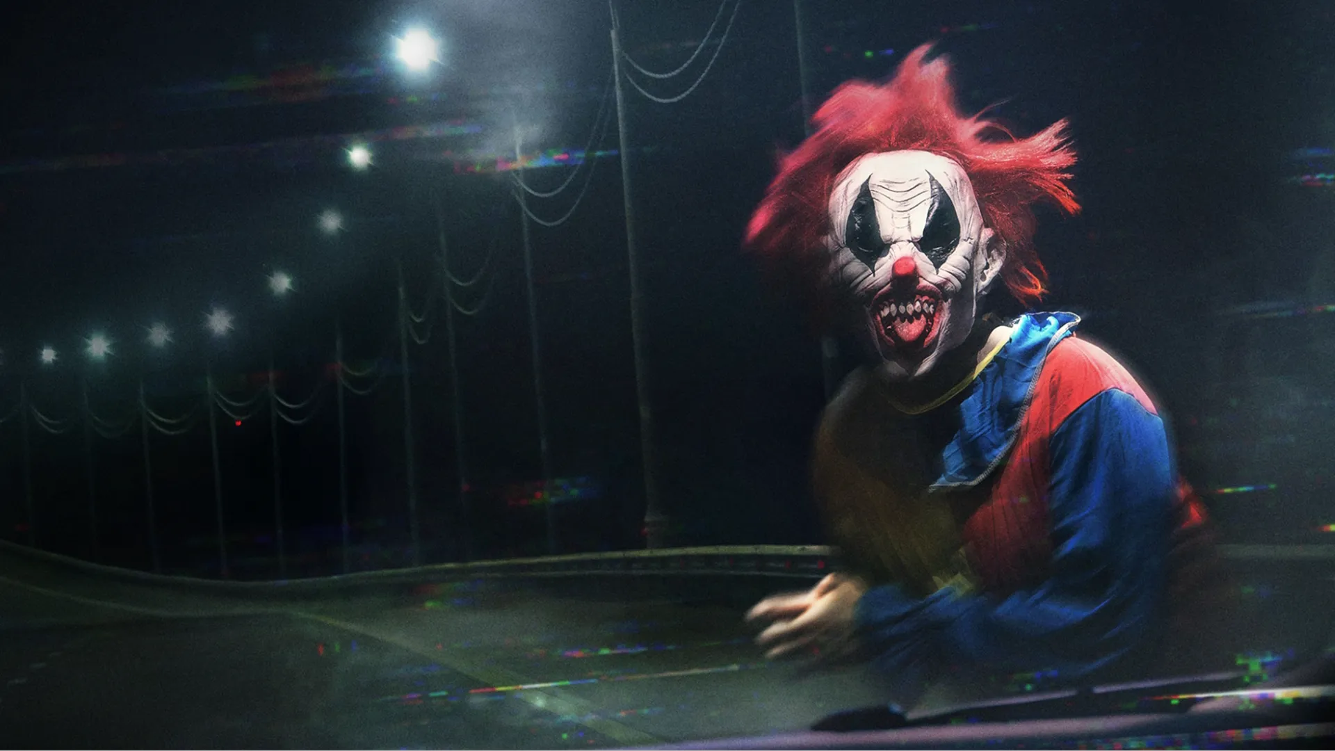 A scary clown by the roadside.