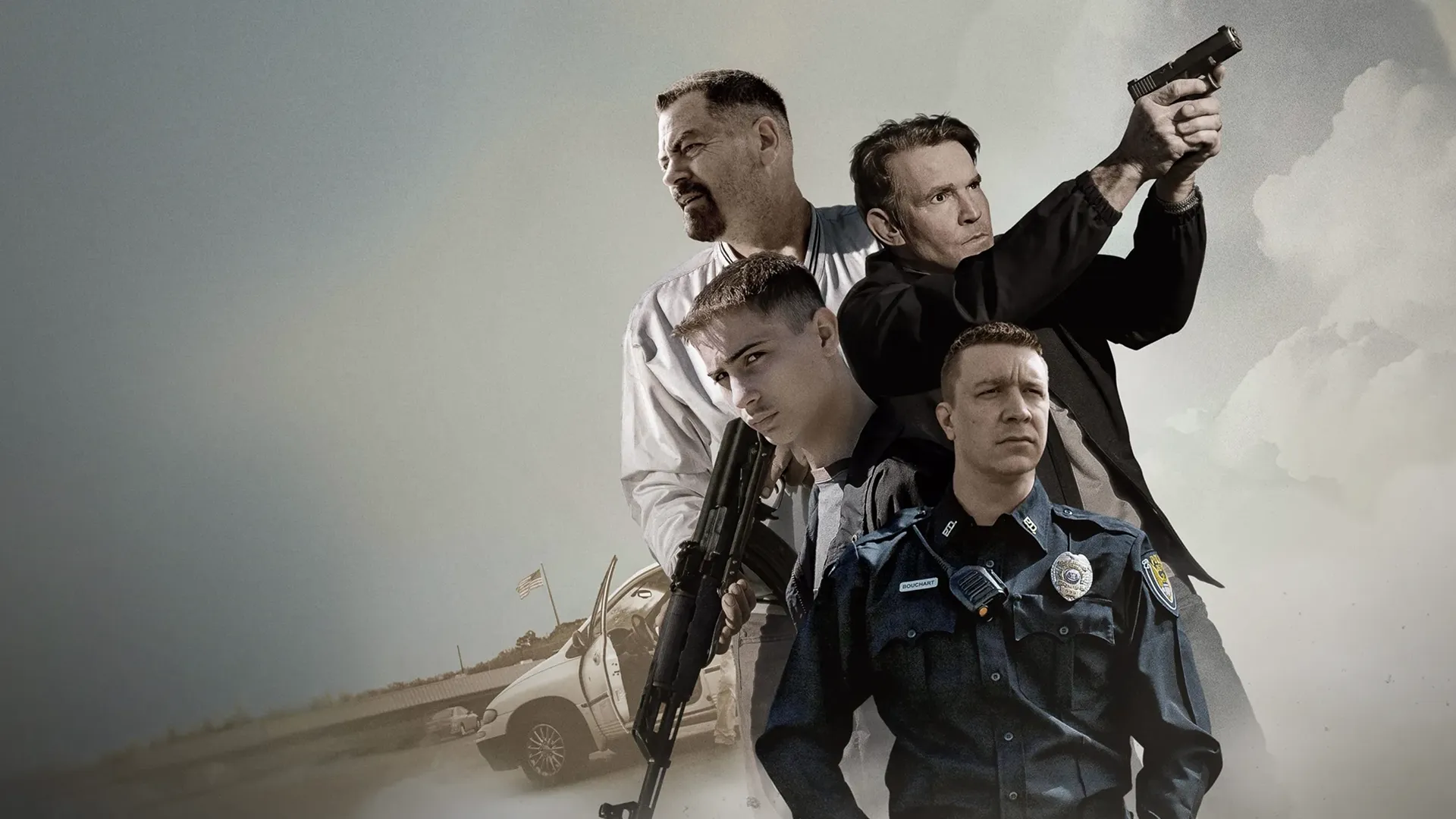 Poster for the movie Sovereign featuring Nick Offerman, Jacob Tremblay, Dennis Quaid and Terry J. Nelson