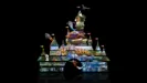 Key art for Disney Worldbuilders featuring the iconic Walt Disney Pictures castle logo with various Disneyland attractions showcased in the outline of the castle.