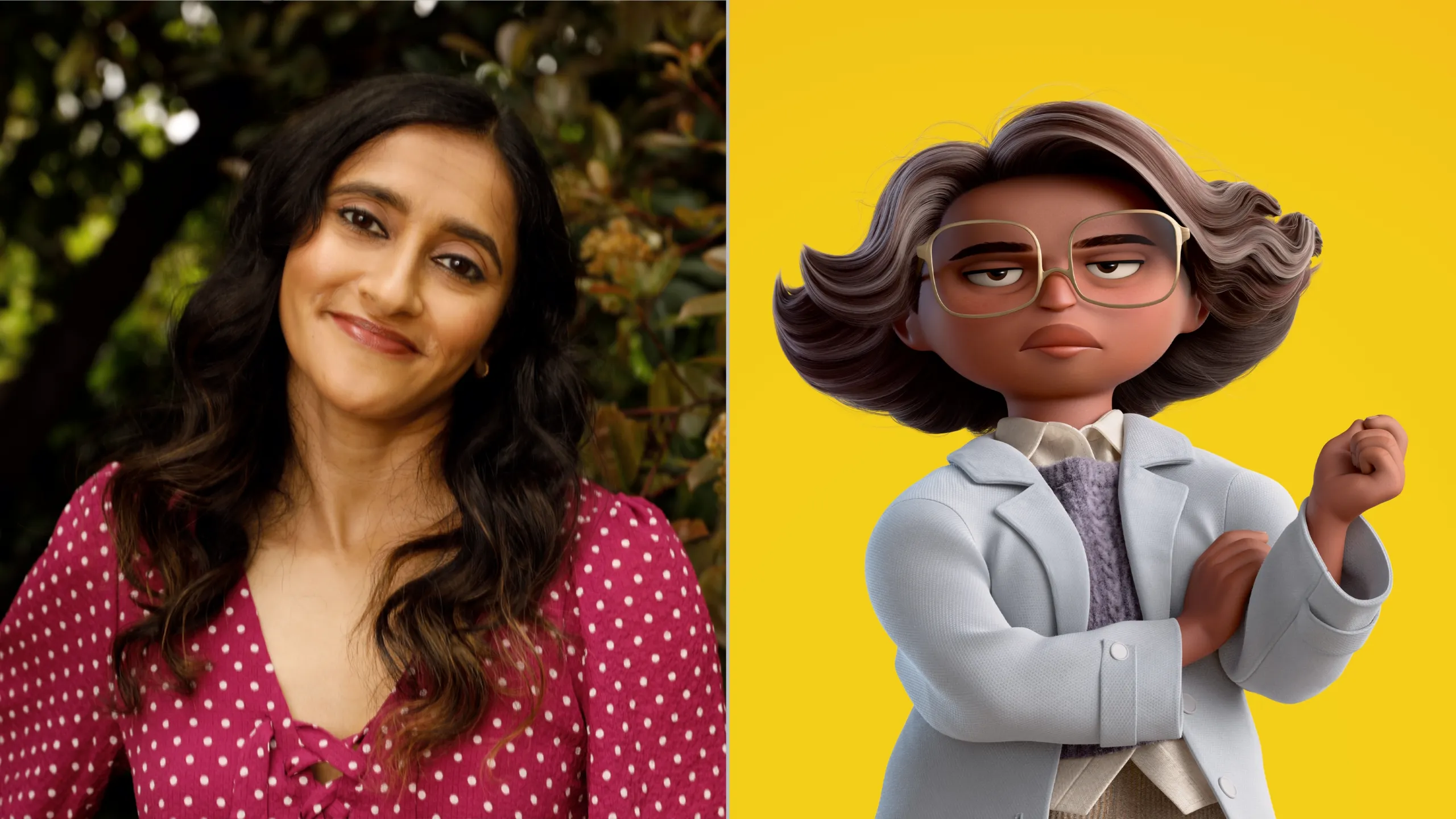Imagem de Aparna Nancherla, dubladora original de Nisha em Cara de Um, Focinho de Outro, Pixar, Disney+