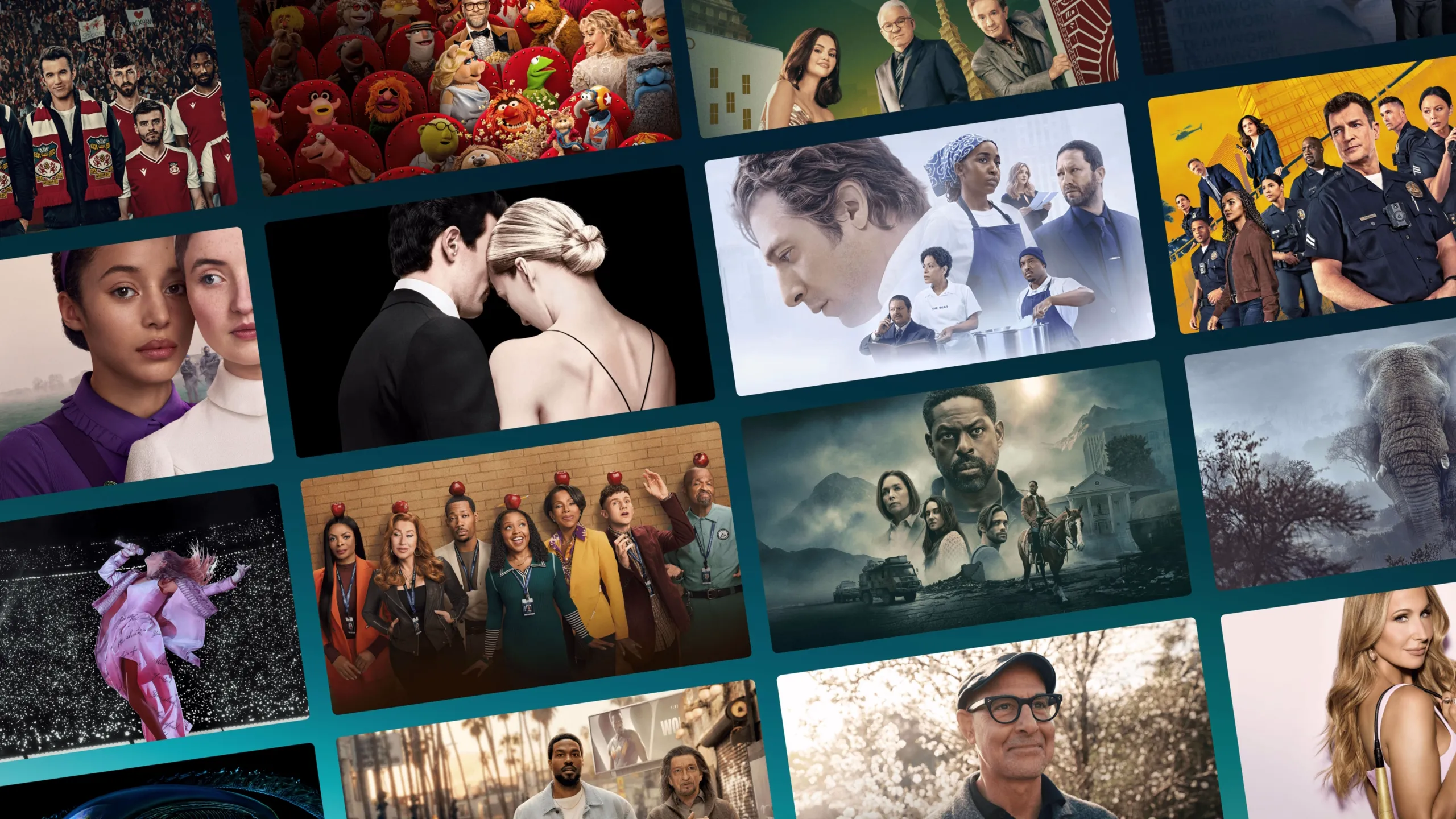 Collage of 2026 Emmy® Award nominated shows from Disney+.