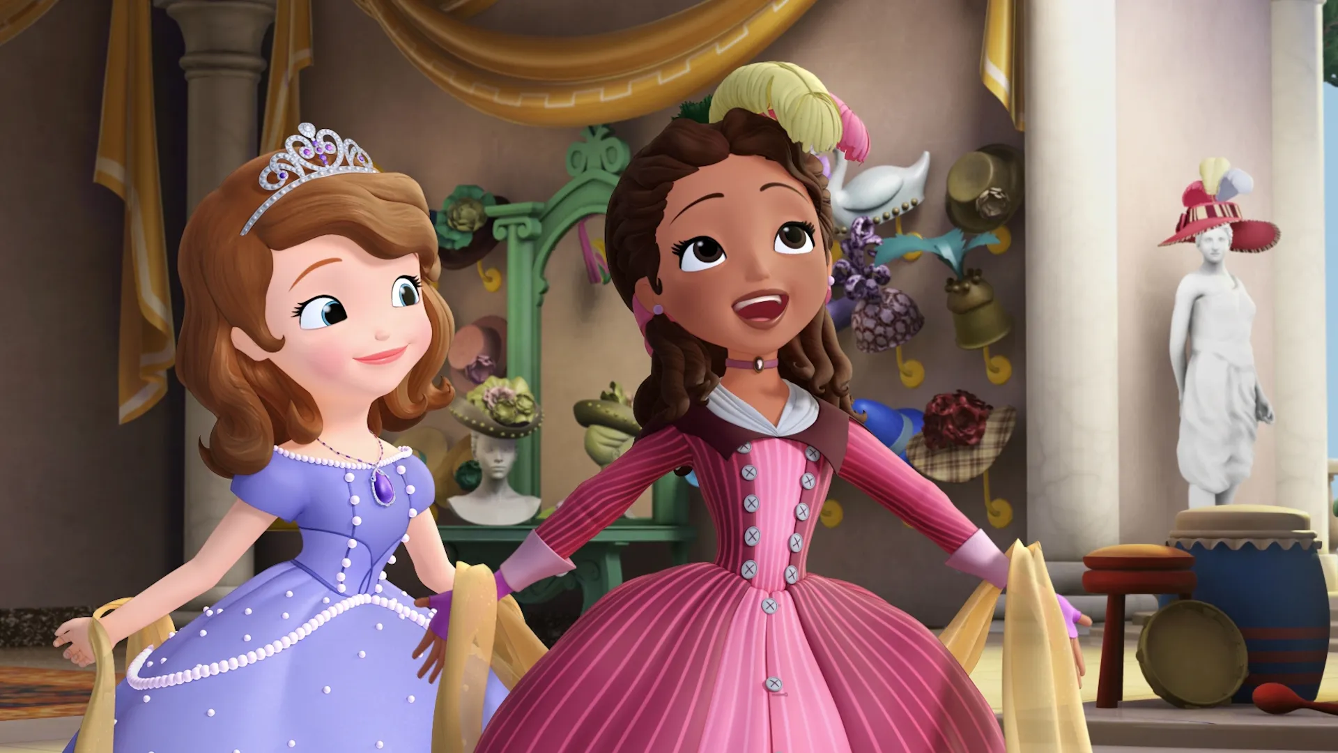 Sofia and her friend in the royal palace.