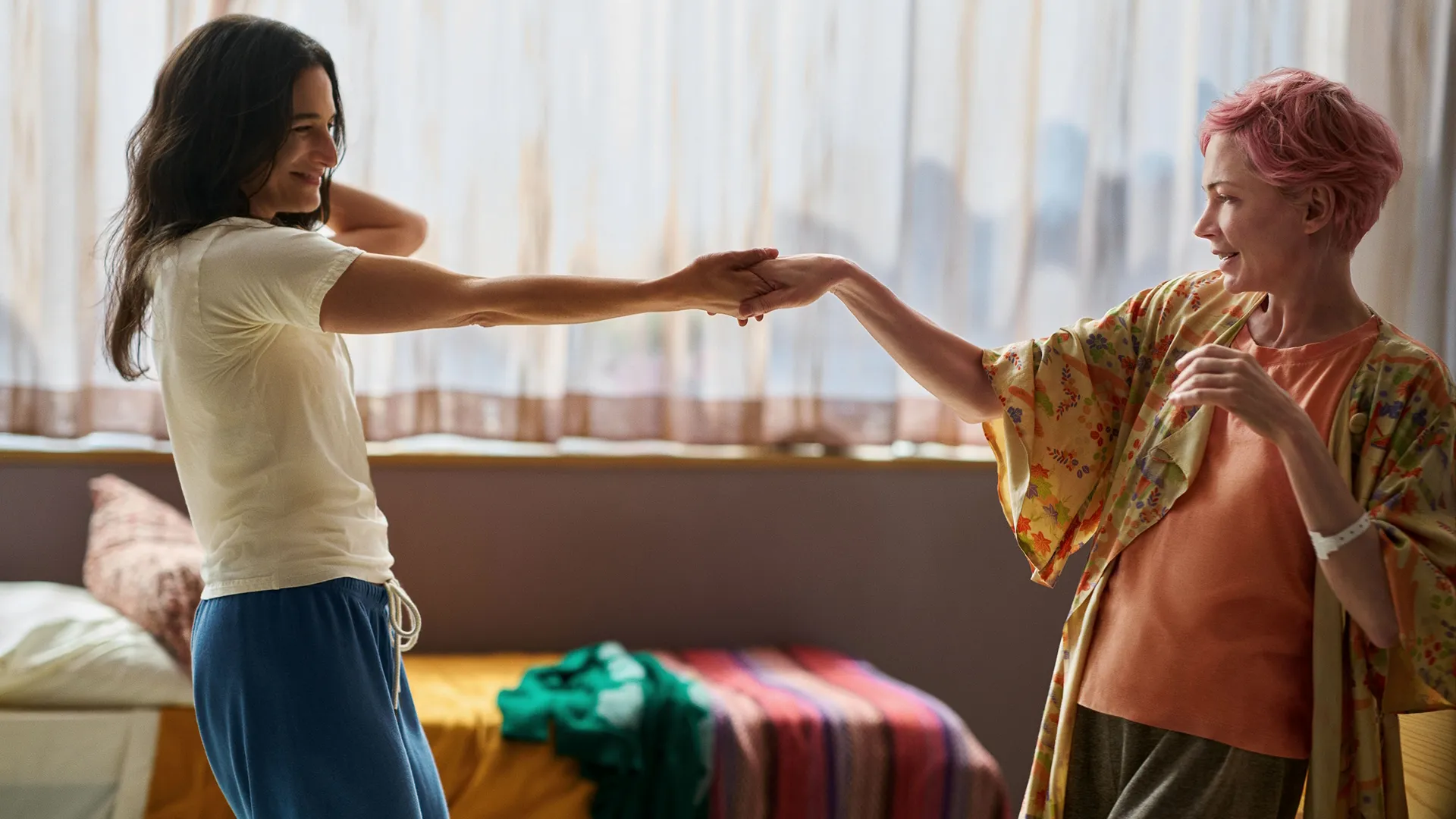 Emmy® nominees Jenny Slate and Michelle Williams in Dying For Sex.