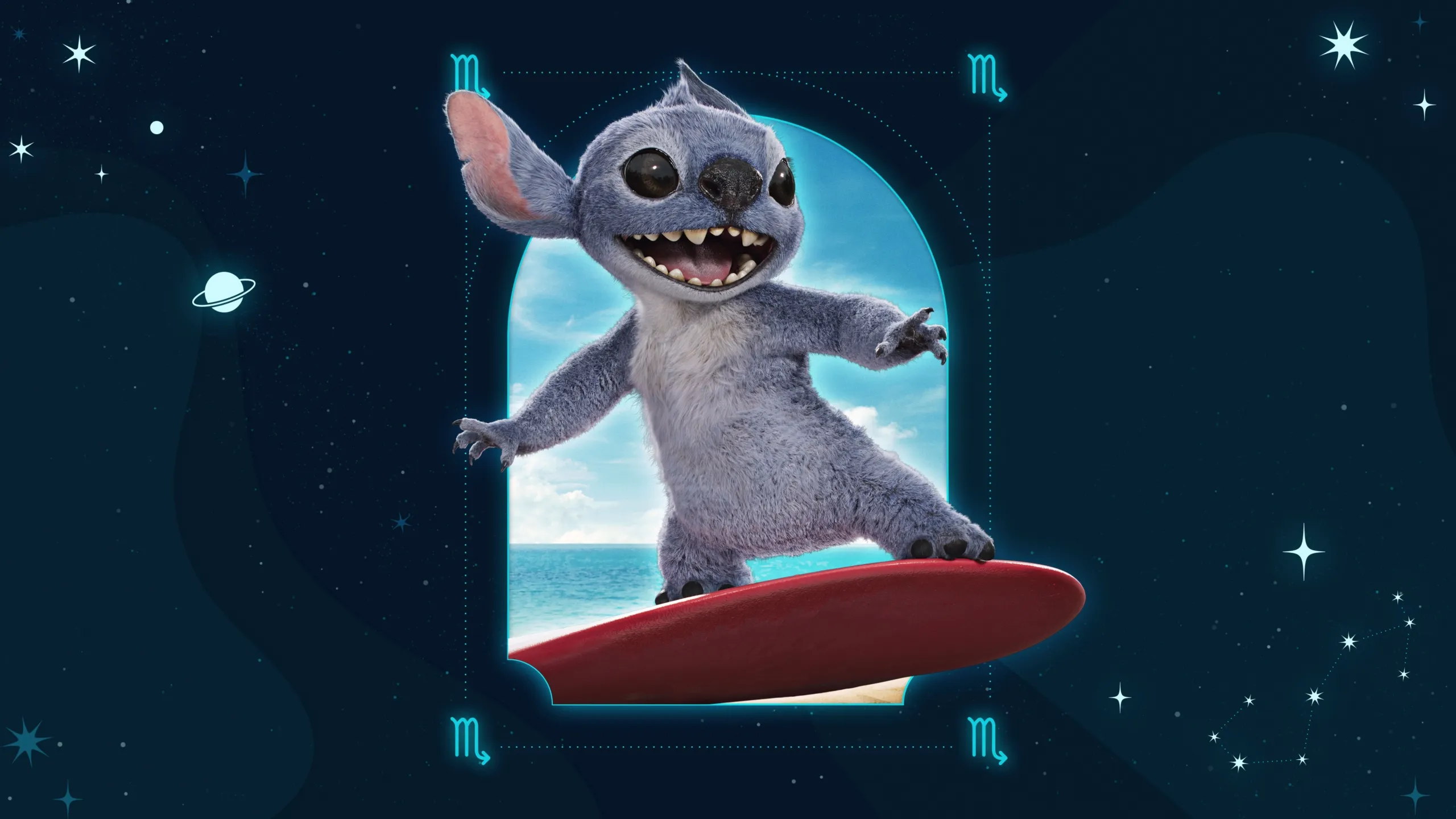  An image featuring Stitch associated with the Scorpio zodiac sign based on their personality traits and characteristics.