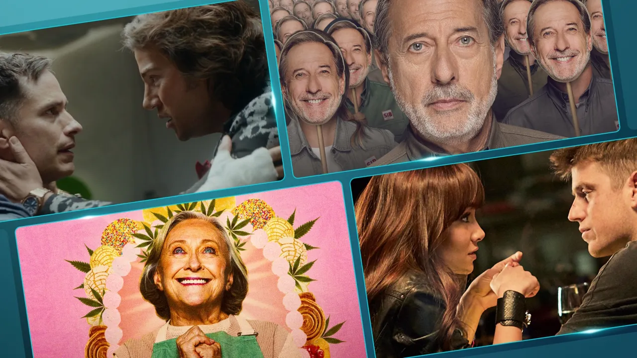 An image split into three parts featuring Maria (Susana Alexander)) from Mama Cake, Eliseo (Guillermo Francella) from El Encargado, and Rita (Elena Anaya) from Past Lies.