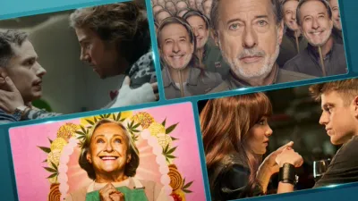 An image split into three parts featuring Maria (Susana Alexander)) from Mama Cake, Eliseo (Guillermo Francella) from El Encargado, and Rita (Elena Anaya) from Past Lies.