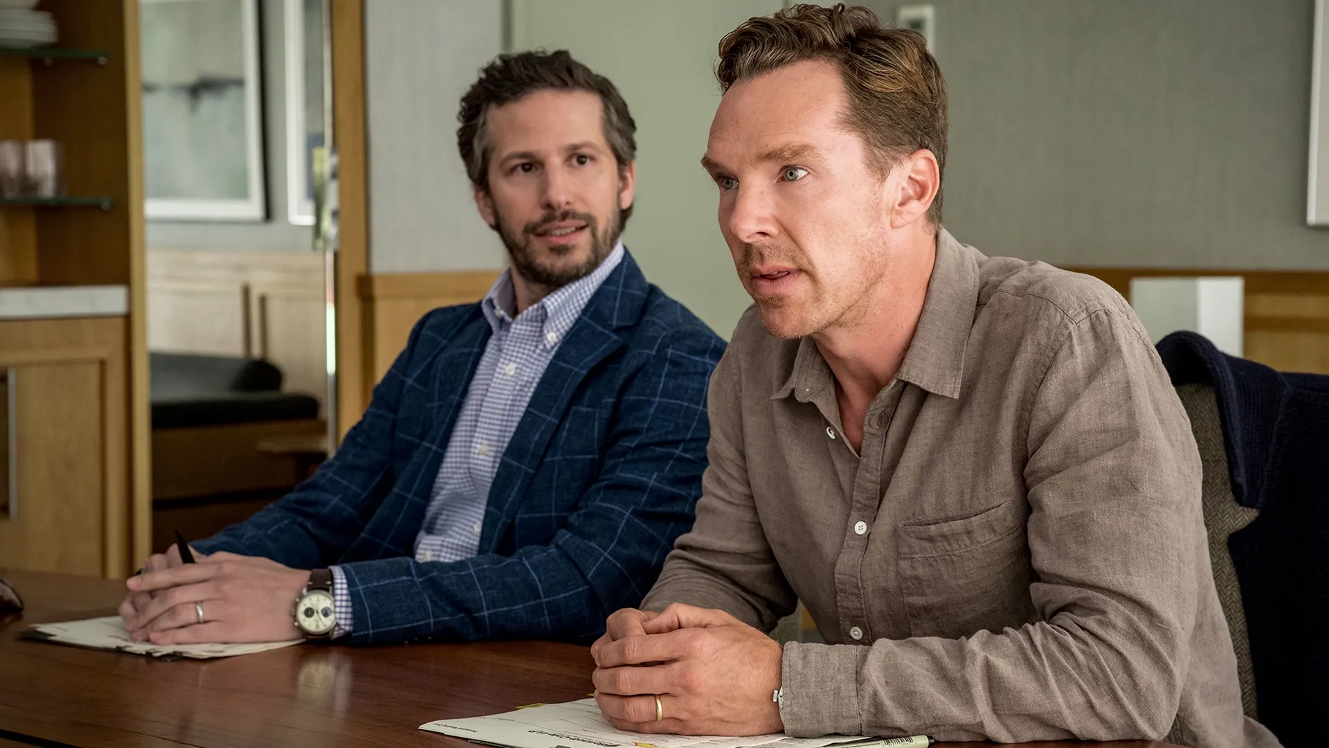 Andy Samberg and Benedict Cumberbatch in The Roses, Disney+, Hulu*